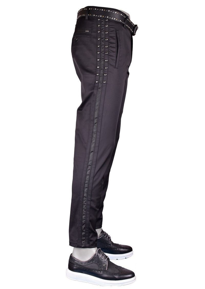 Black Silver Studded Black Stripe Pants – MONDO Menswear