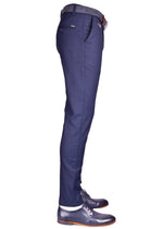 Navy Side Pocket Slim Fit Stretch Pants