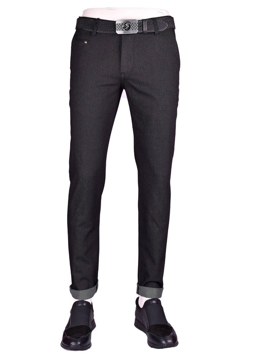 Black Twill Stretch Slim Fit Pants