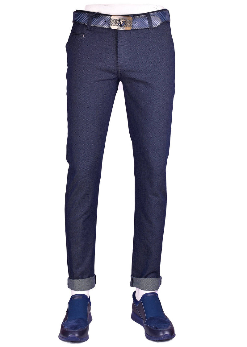 Navy Twill Stretch Slim Fit Pants