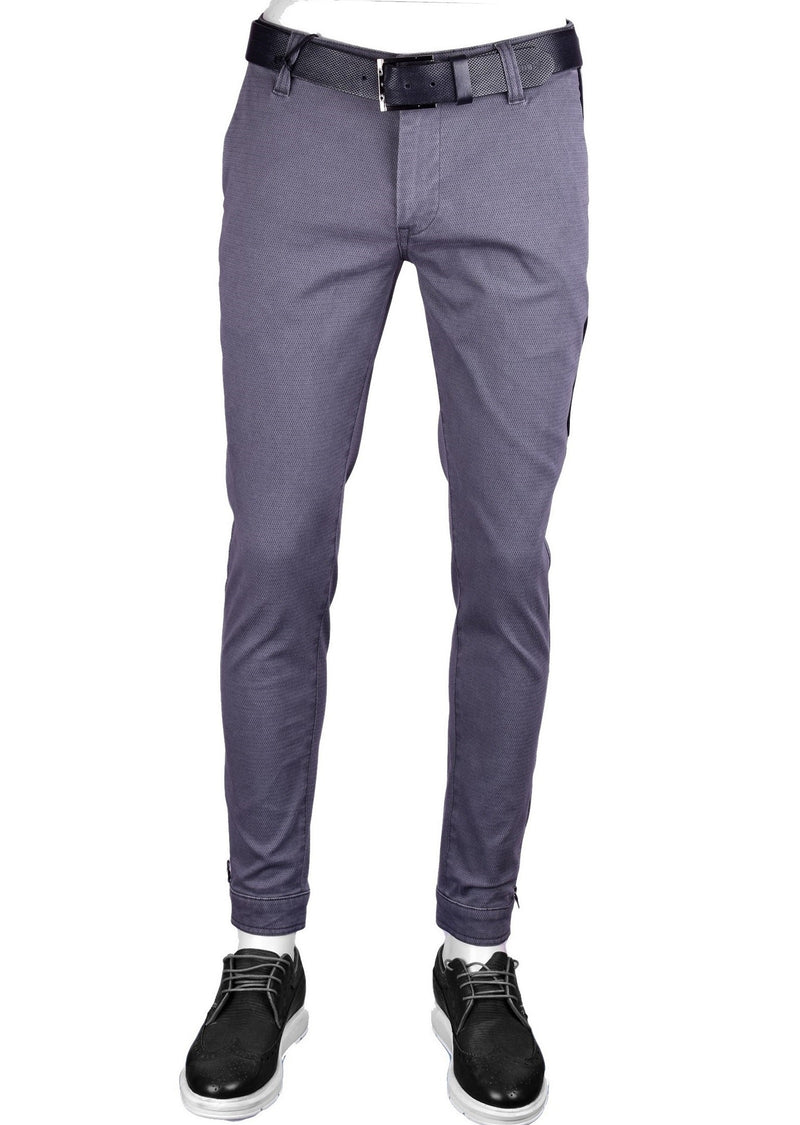 Gray Ankle-Zip Side Pocket Stretch Pants