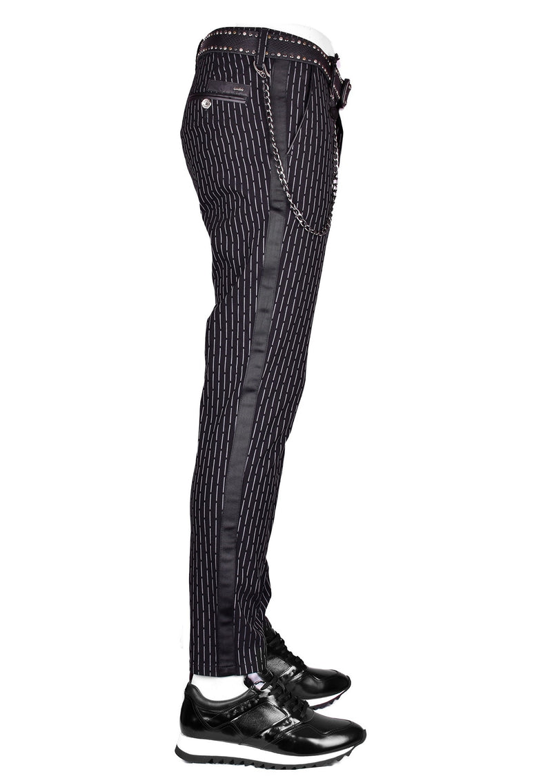 Black Stripe Tech Stretch Fit Pants
