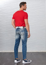 Blue Thigh Studded Luxe Jeans