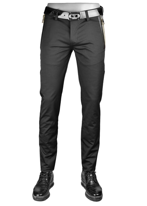 Black Gold Zipper Tech Stretchy Pants