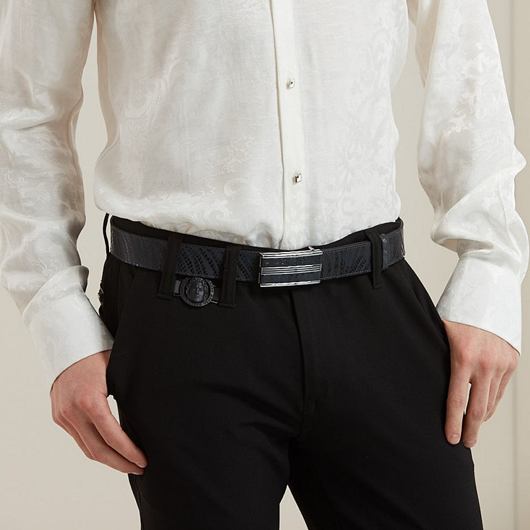 Black "Alexander" Buckle Stretch Pants