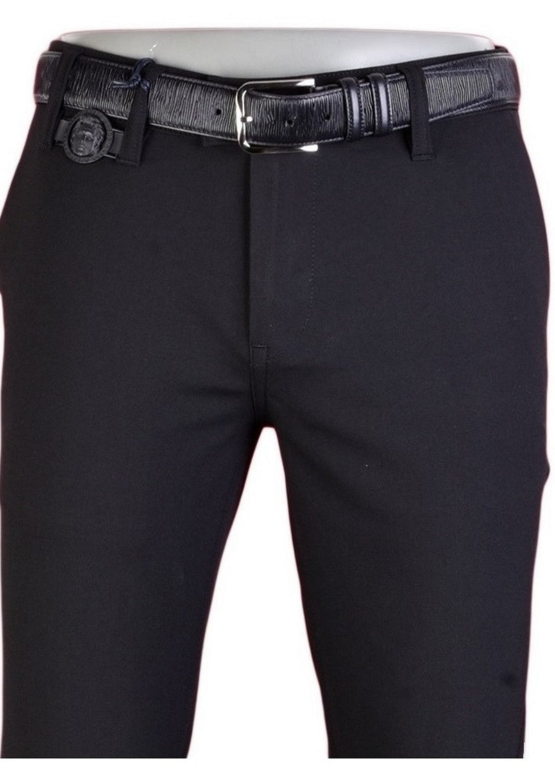 Black "Alexander" Buckle Stretch Pants