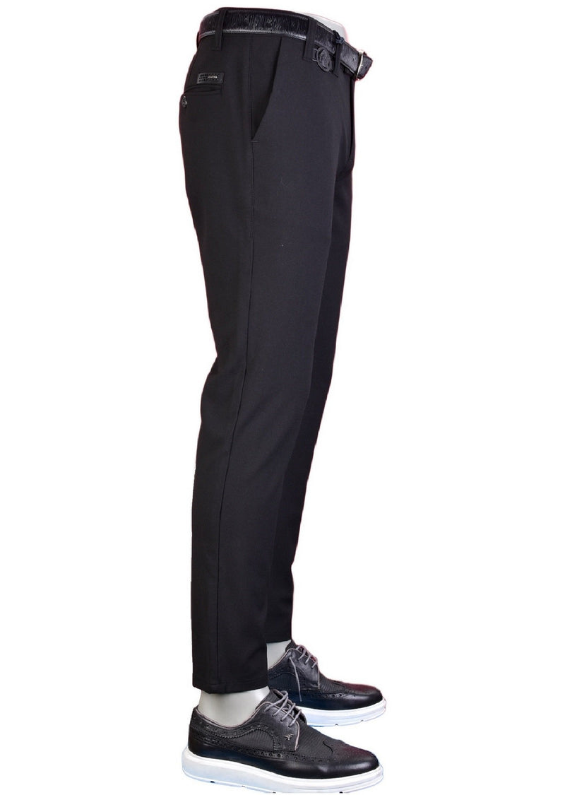 Black "Alexander" Buckle Stretch Pants