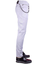 White Silver Zipper Tech Pants