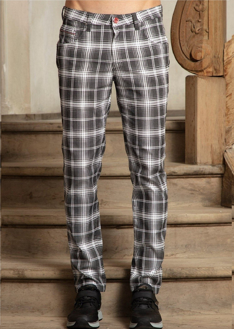 Black "The Prince" Plaid Stretch Pants