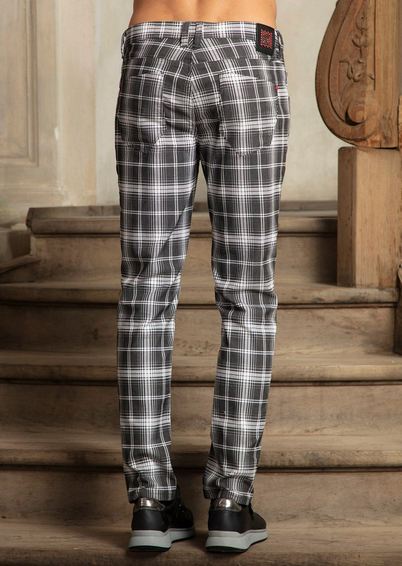 Black "The Prince" Plaid Stretch Pants