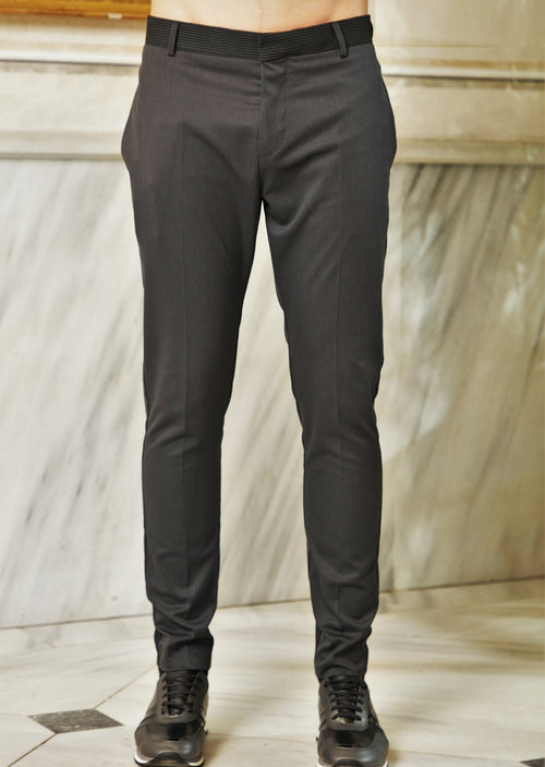 Gray Stripe Stretch Slim Fit Pants