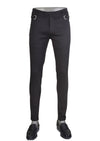 Black Silver Buckle Zipper Pants