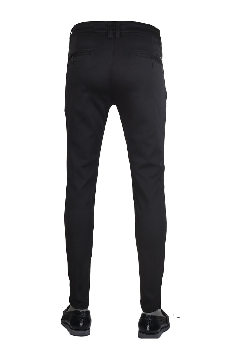 Black Silver Buckle Zipper Pants