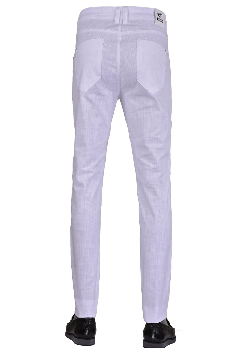 White Patch Detailed Linen Pants