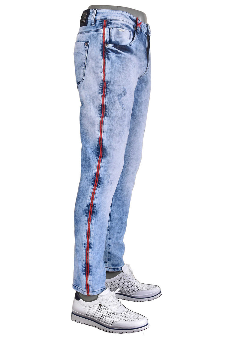 Blue Side Zipper Detailed Jeans