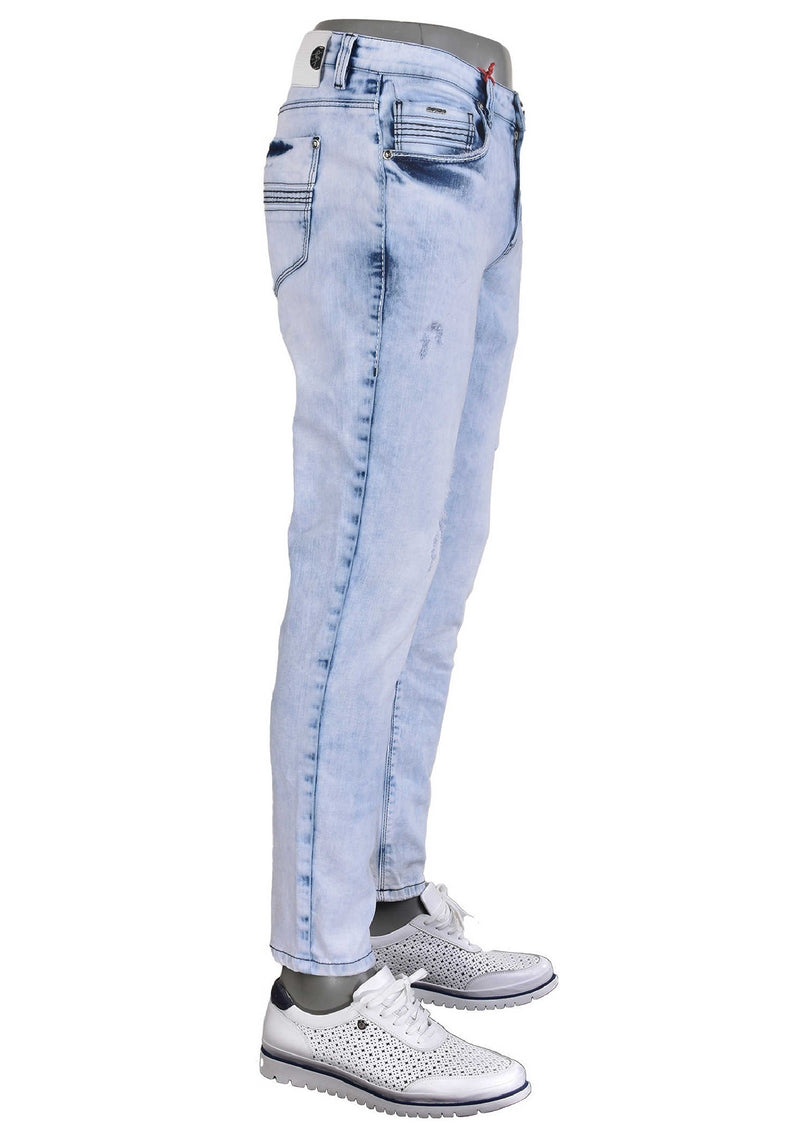 Blue Pleat Detailed Jeans