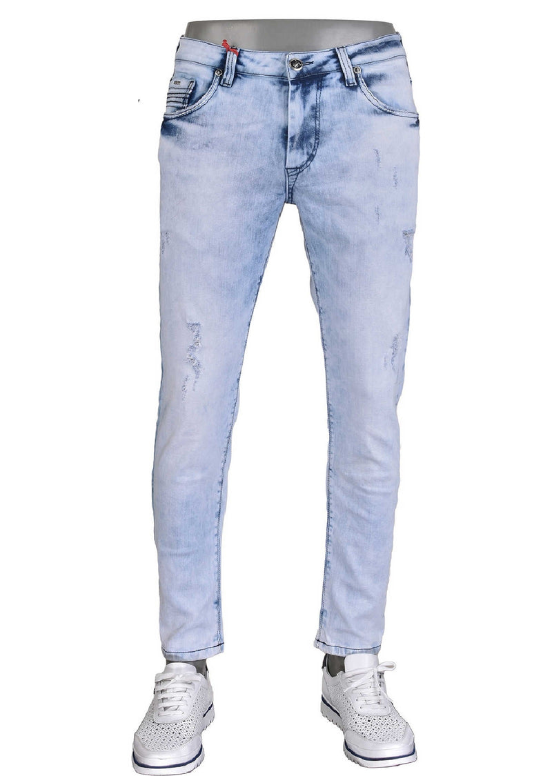 Blue Pleat Detailed Jeans