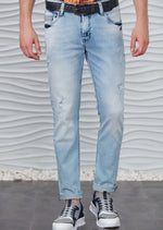 Blue Pleat Detailed Jeans