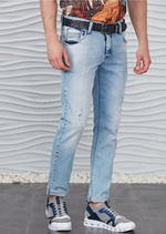 Blue Pleat Detailed Jeans