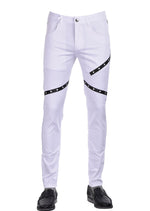 White Leather Eyelet Stretchy Pants