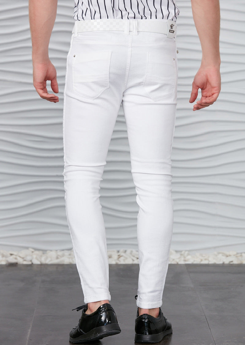 White Ankle Zipper Jeans