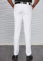 White Gold Meander Embroidered Pants