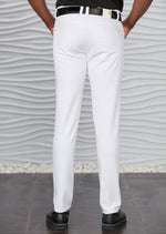 White Gold Meander Embroidered Pants