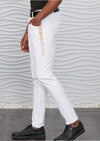 White Gold Meander Embroidered Pants