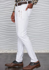 White Gold Vertical Zipper Pants