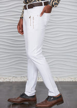 White Gold Vertical Zipper Pants