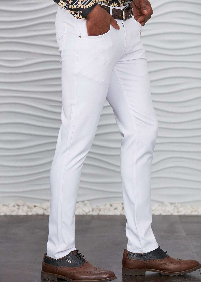 White Gold Vertical Zipper Pants 33 / White / COTTON White Gold Vertical Zipper Pants 33 / White / COTTON