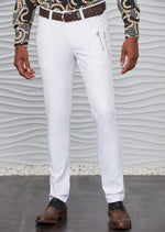 White Gold Vertical Zipper Pants
