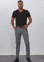 Black Hexagon Print Pants
