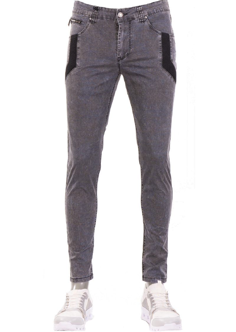 Gray Mesh Detailed Pants