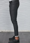 Black Emboss Waxed Zipper Pants