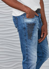 Blue Washed Studded Luxe Jeans