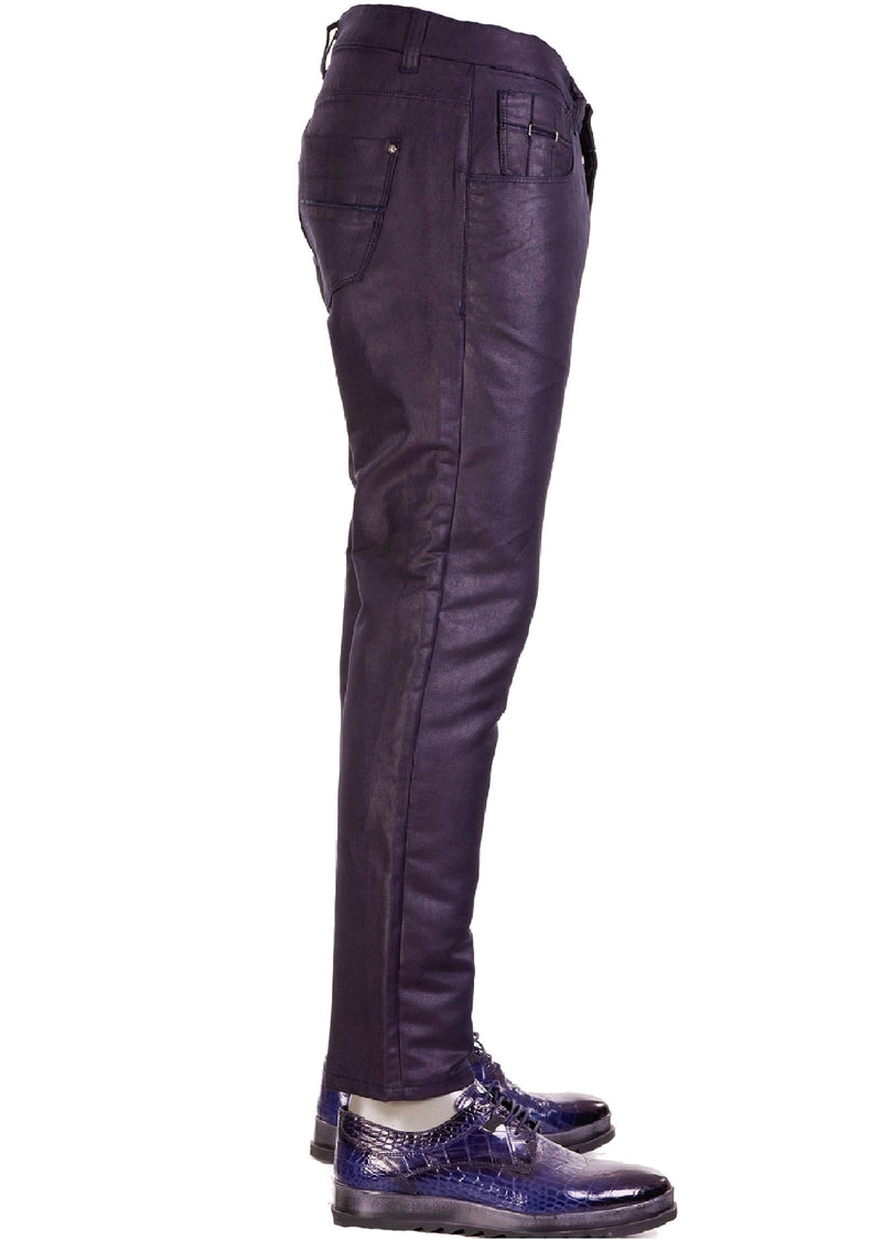Navy D-Loop Ring Waxed Pants