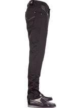 Black Zipper Leather Tech Pants