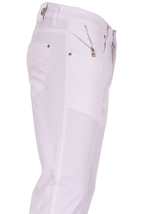 White Coin "V-Zipper" Tech Pants