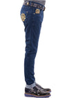 Dark Blue Gold Embroidery Jeans