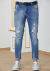 Blue Crown Embroidery Jeans