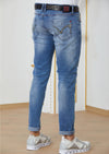 Blue Crown Embroidery Jeans