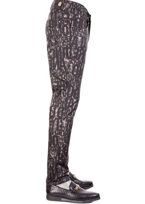 Black Gold "Alphabet" Print Luxe Pants
