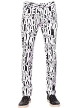 White "Alphabet" Print Luxe Pants