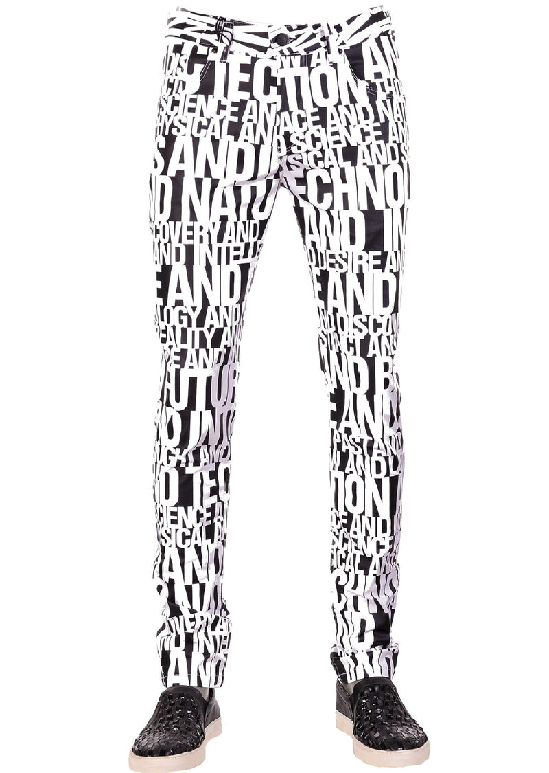 White "Alphabet" Print Luxe Pants