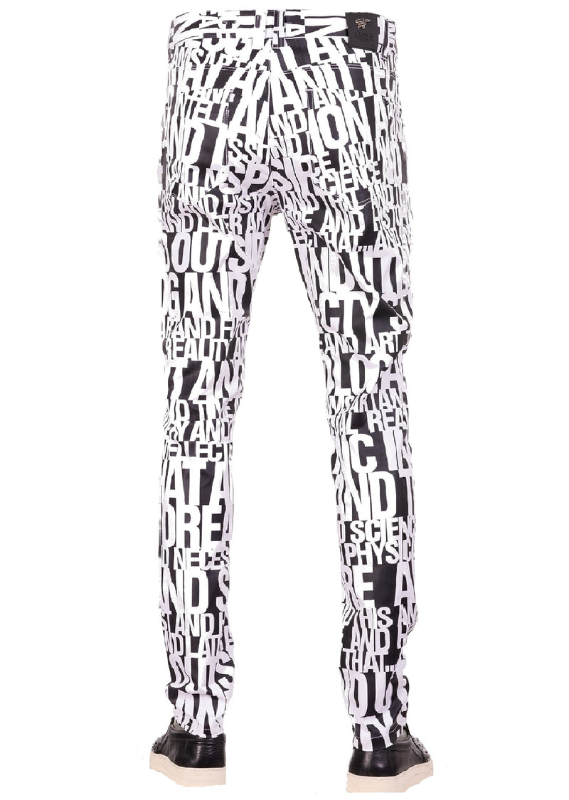White "Alphabet" Print Luxe Pants
