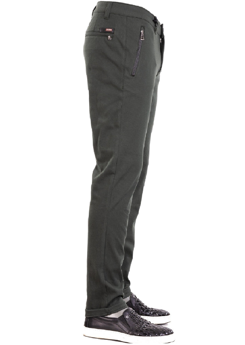 Green Performance Side Zipper Pants