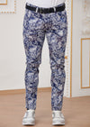 Blue Paisley Print 2-Pieces Suit