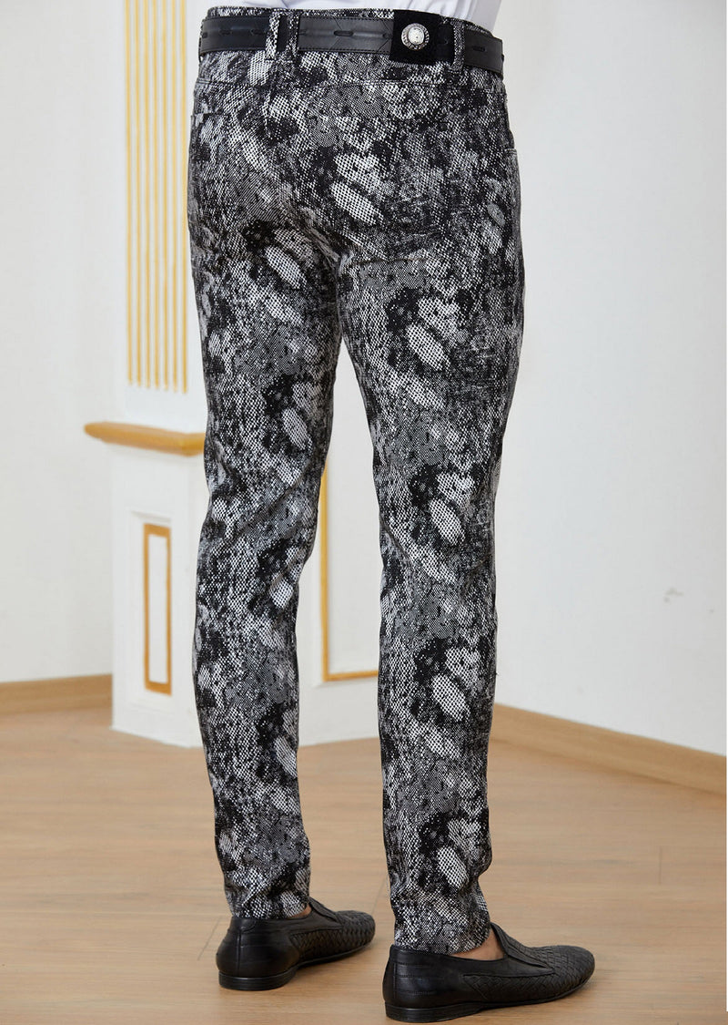 Black Snake Print 2-Pieces Suit