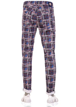 Navy "Jackson" Plaid Stretch Pants